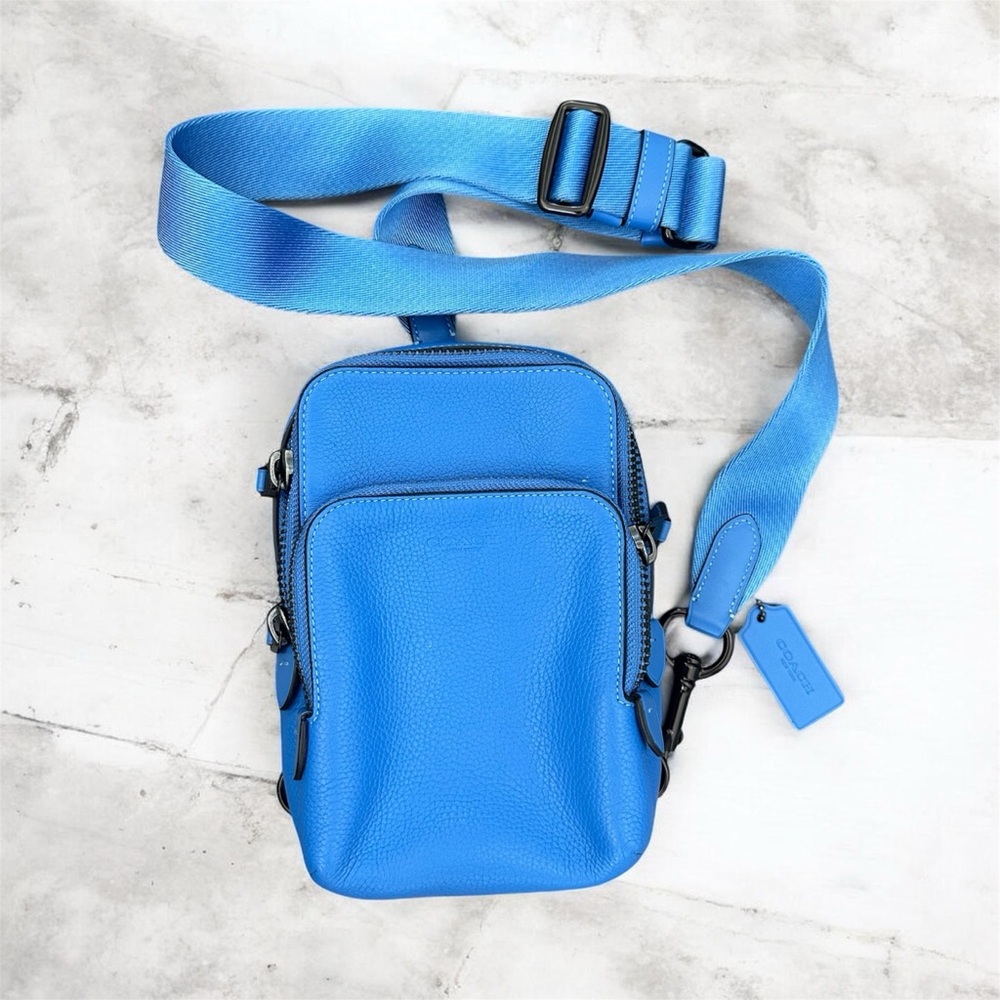 Coach Electric Blue Pebble Leather Gotham Pack Shoulder Belt Bag